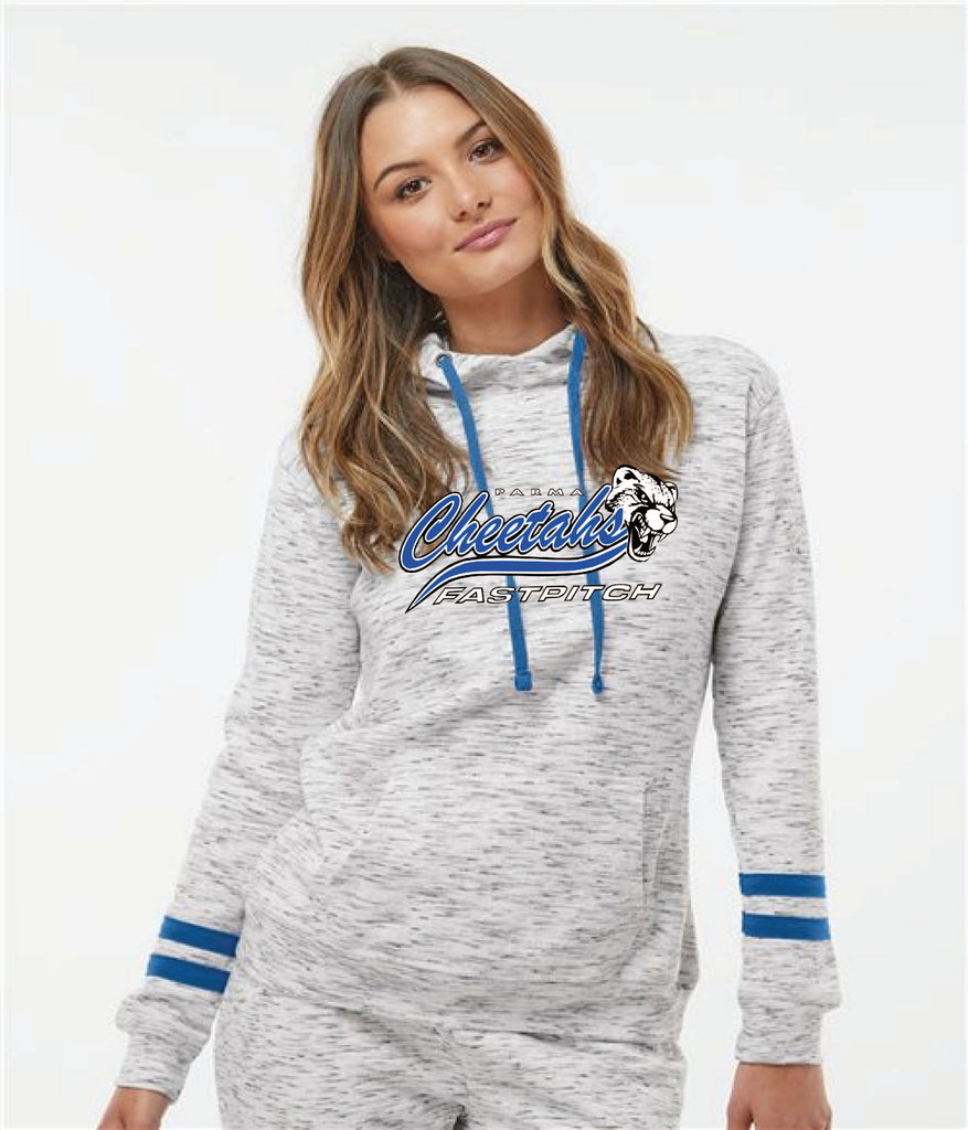 Women's marbled hoodie with blue stripe